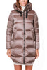 WOMEN'S LONG DOWN JACKET WITH WRAP COLLAR BRONZE