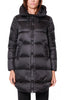 WOMEN'S LONG DOWN JACKET WITH BLACK WRAP COLLAR