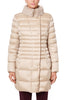 LONG DOWN JACKET WITH BEIGE ECO FUR INSERT