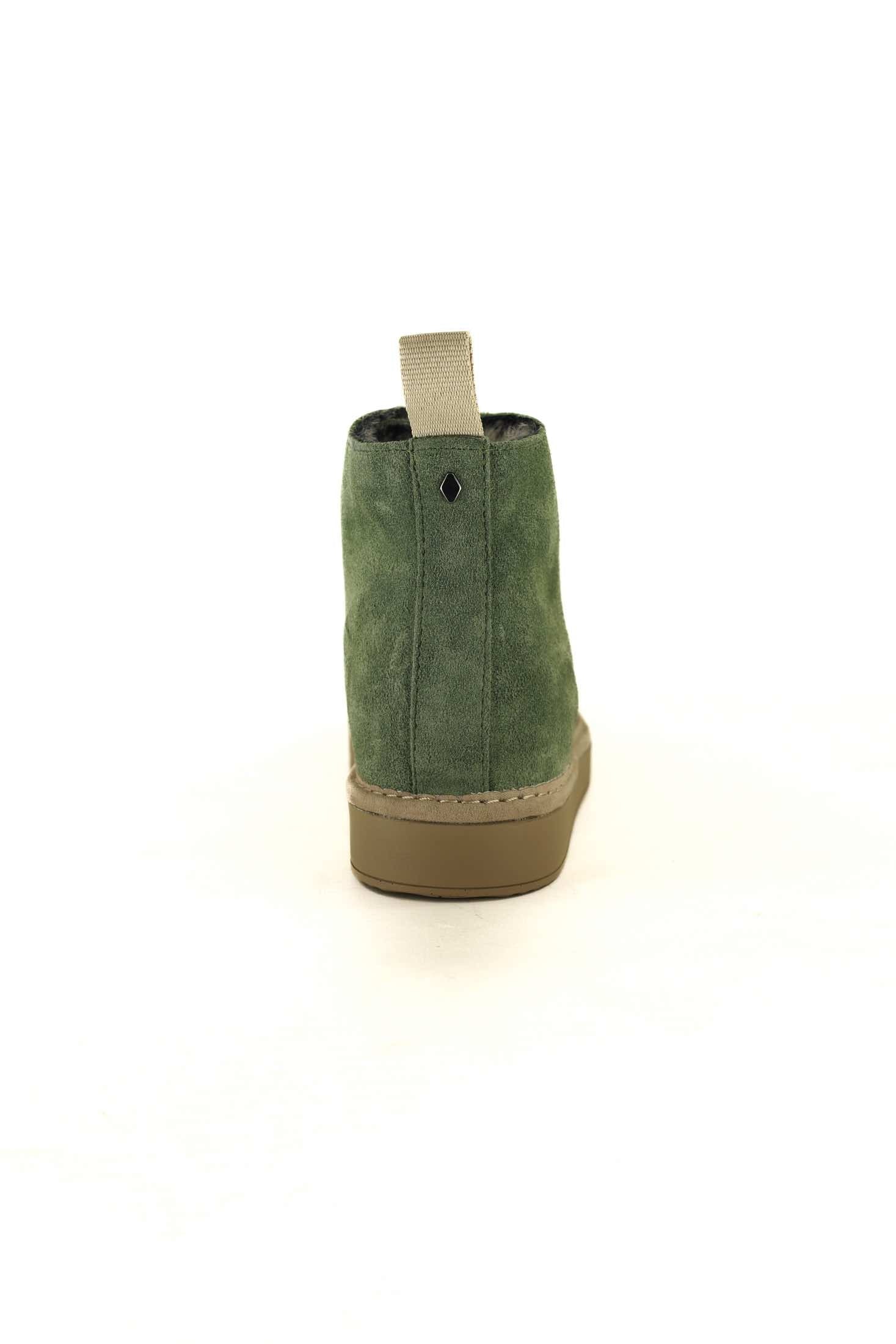 Panchic polacchino donna in suede con fodera ecopelliccia verde