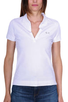 Sun68 Uomo polo donna maniche corte in piquet stretch bianco