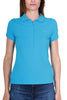 WOMEN'S SHORT-SLEEVED POLO SHIRT IN TURQUOISE STRETCH PIQUET