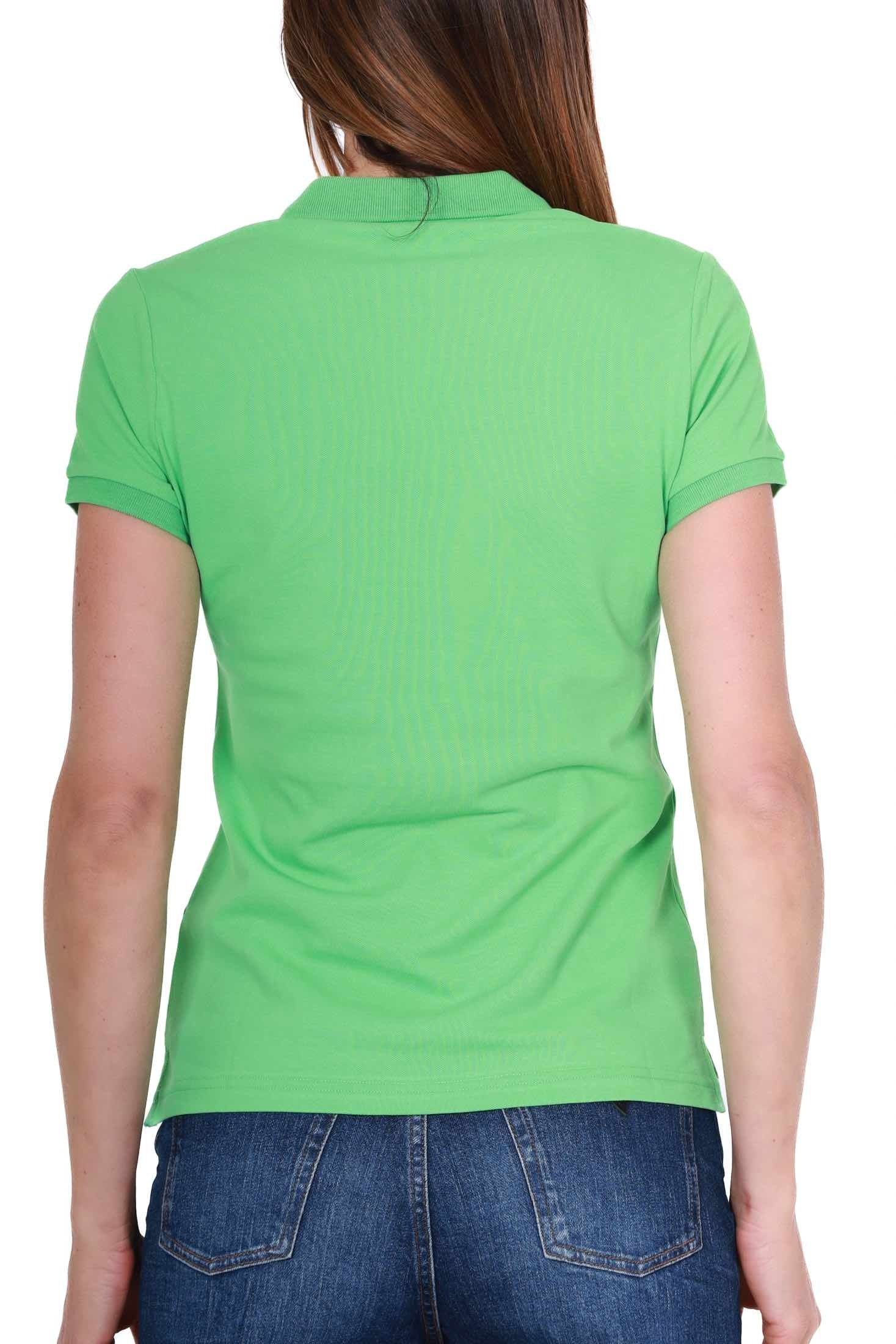 Sun68 Uomo polo donna maniche corte in piquet stretch verde