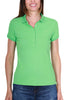 WOMEN'S SHORT-SLEEVED POLO SHIRT IN GREEN STRETCH PIQUET