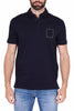 POLO-SHIRT MIT REGULÄRER PASSFORM AUS BLAUEM BAUMWOLLJERSEY 