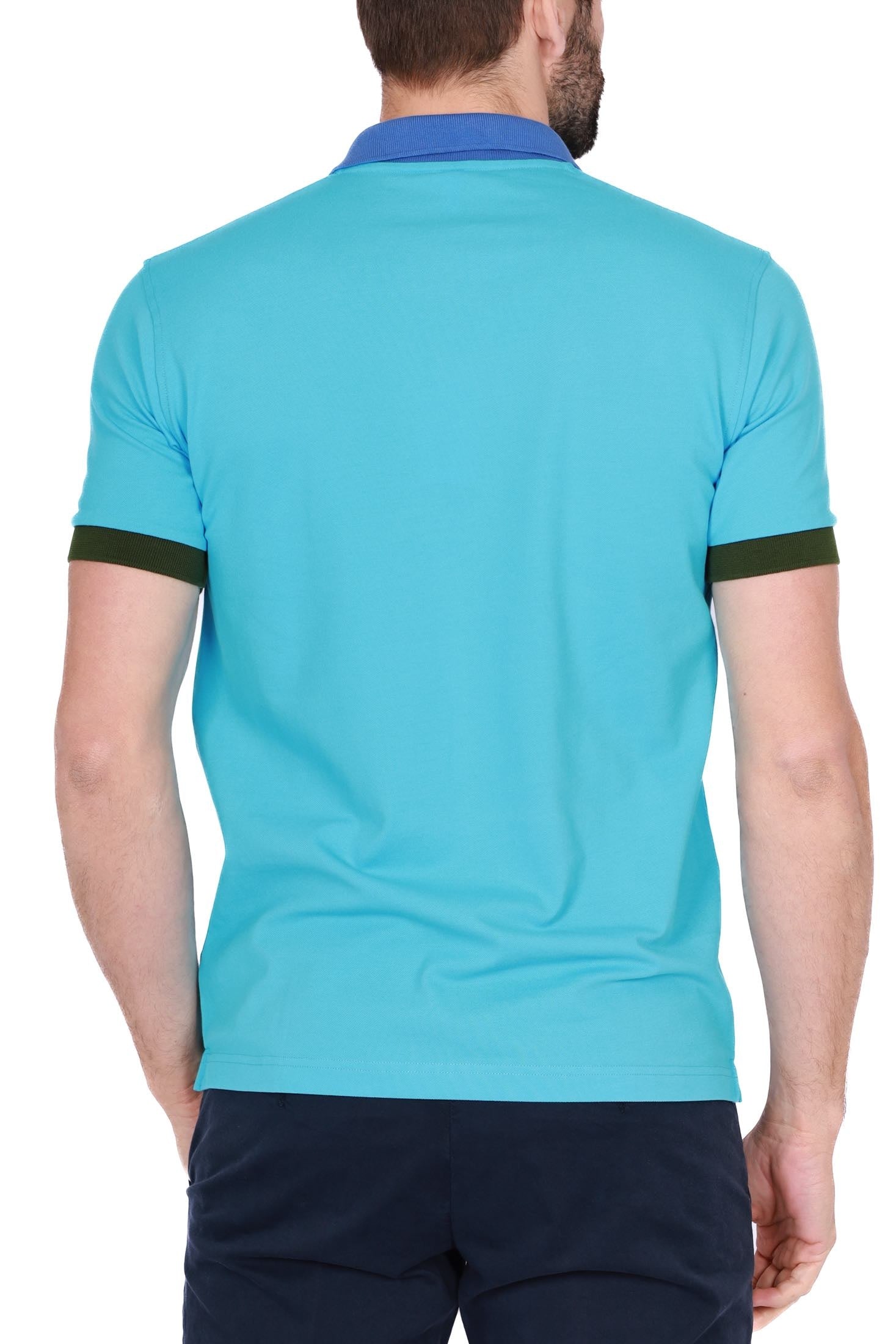 Sun68 Uomo polo uomo maniche corte in micro piquet di cotone azzurro