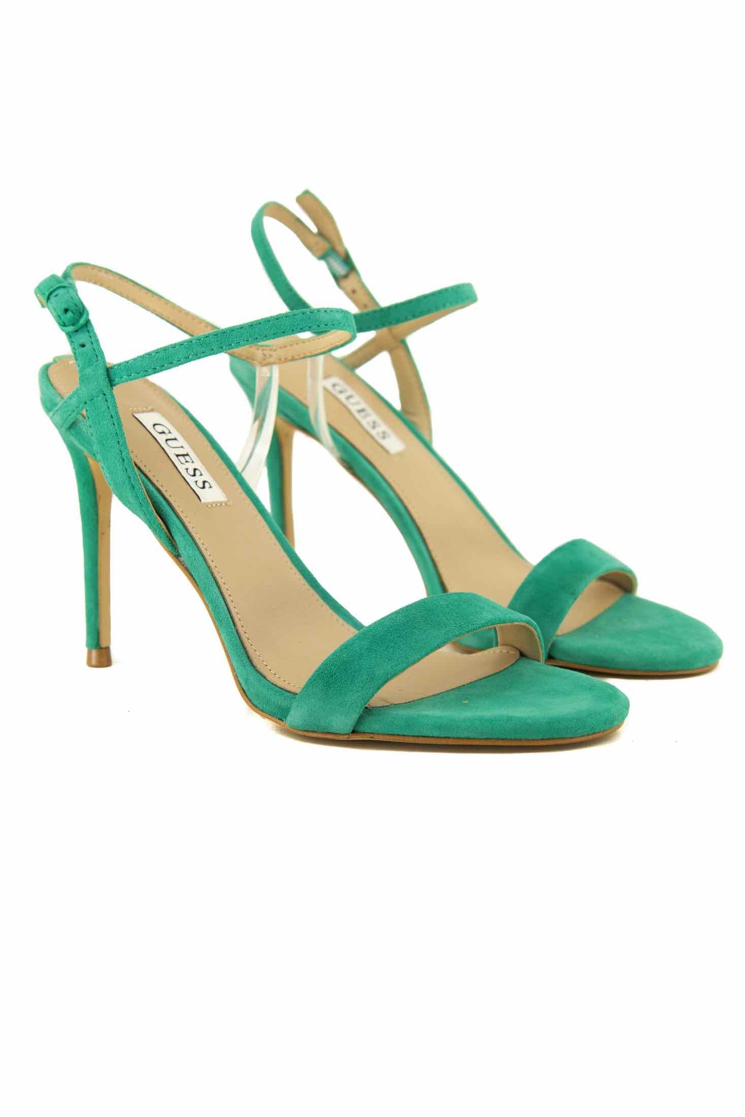 Guess Scarpe sandalo tacco alto in suede verde