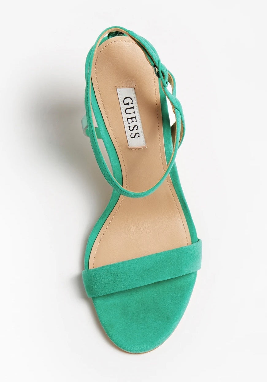 Guess Scarpe sandalo tacco alto in suede verde