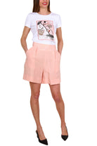 Liu Jo White short con pinces in misto lino salmone