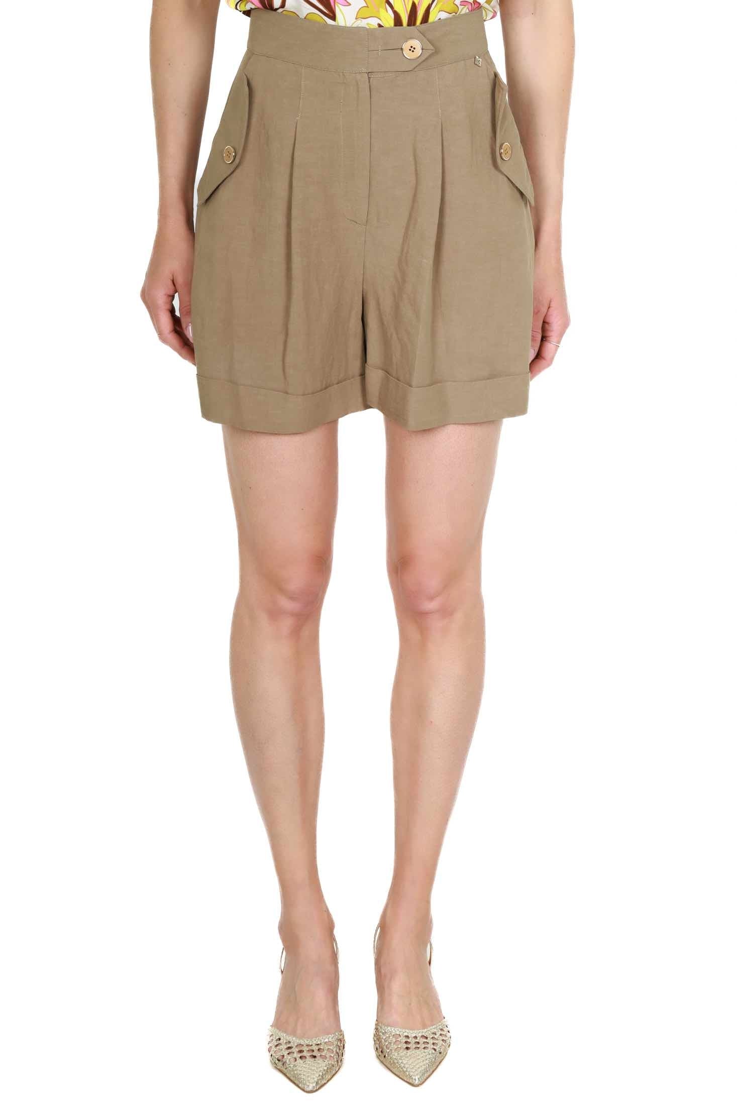 Kocca short in misto lino e viscosa marrone