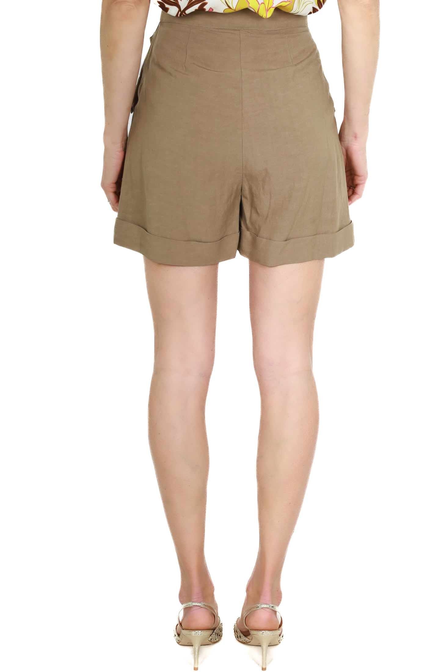 Kocca short in misto lino e viscosa marrone