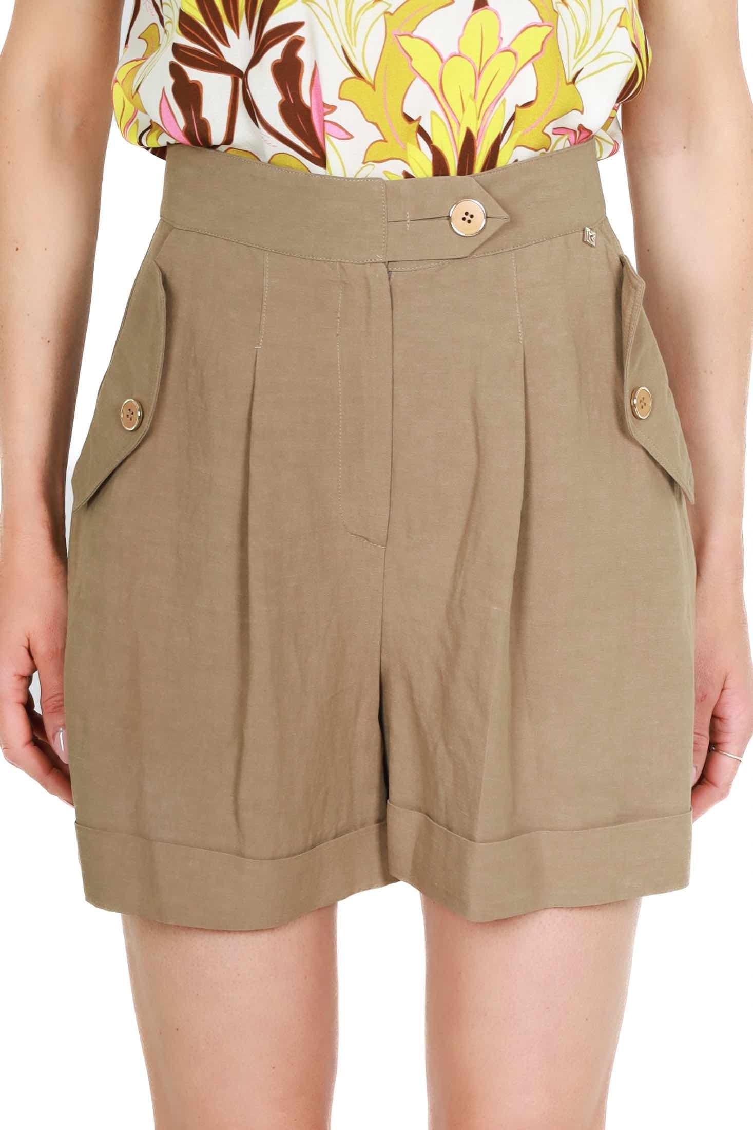 Kocca short in misto lino e viscosa marrone