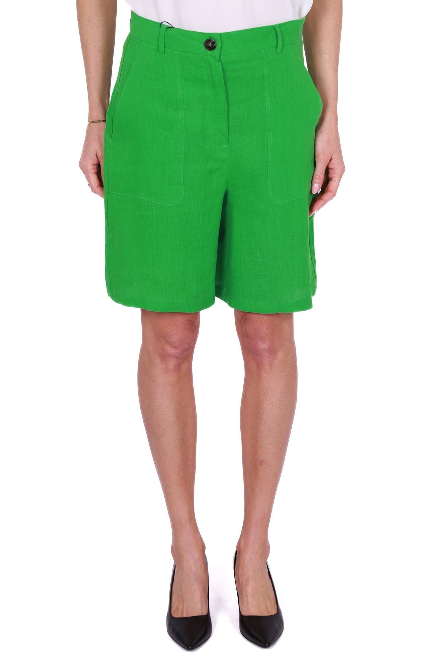 Emme Marella short in puro lino verde