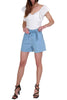 BLAUE DENIM-CANVAS-SHORTS