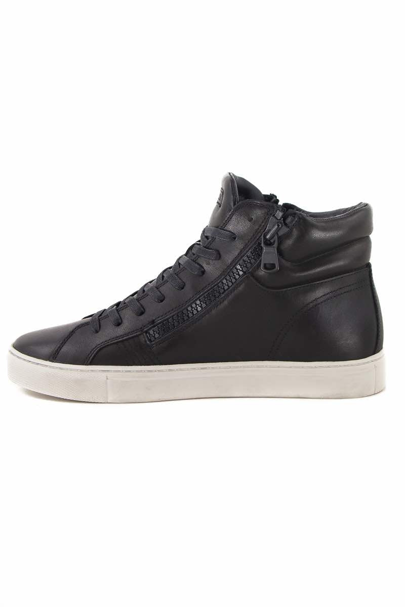 Crime sneakers alta in pelle con zip nero