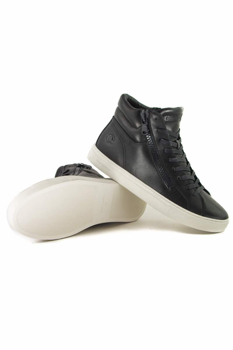 Crime sneakers alta in pelle con zip nero