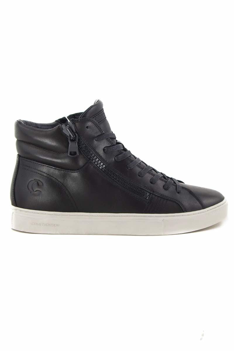 Crime sneakers alta in pelle con zip nero