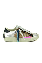 Crime sneakers donna dettagli animalier e glitter argento