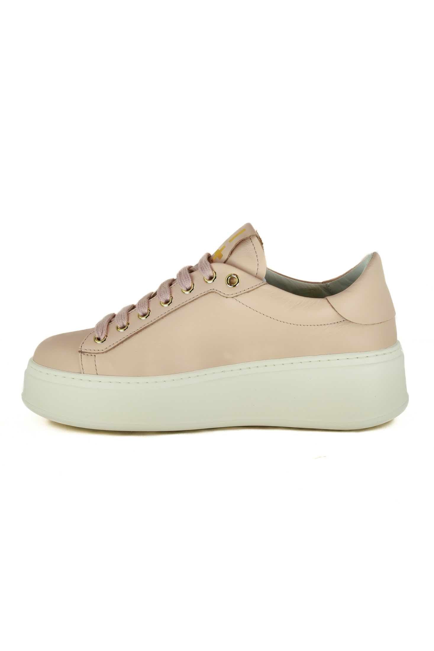 Gio sneakers donna in pelle con castoni gioiello rosa