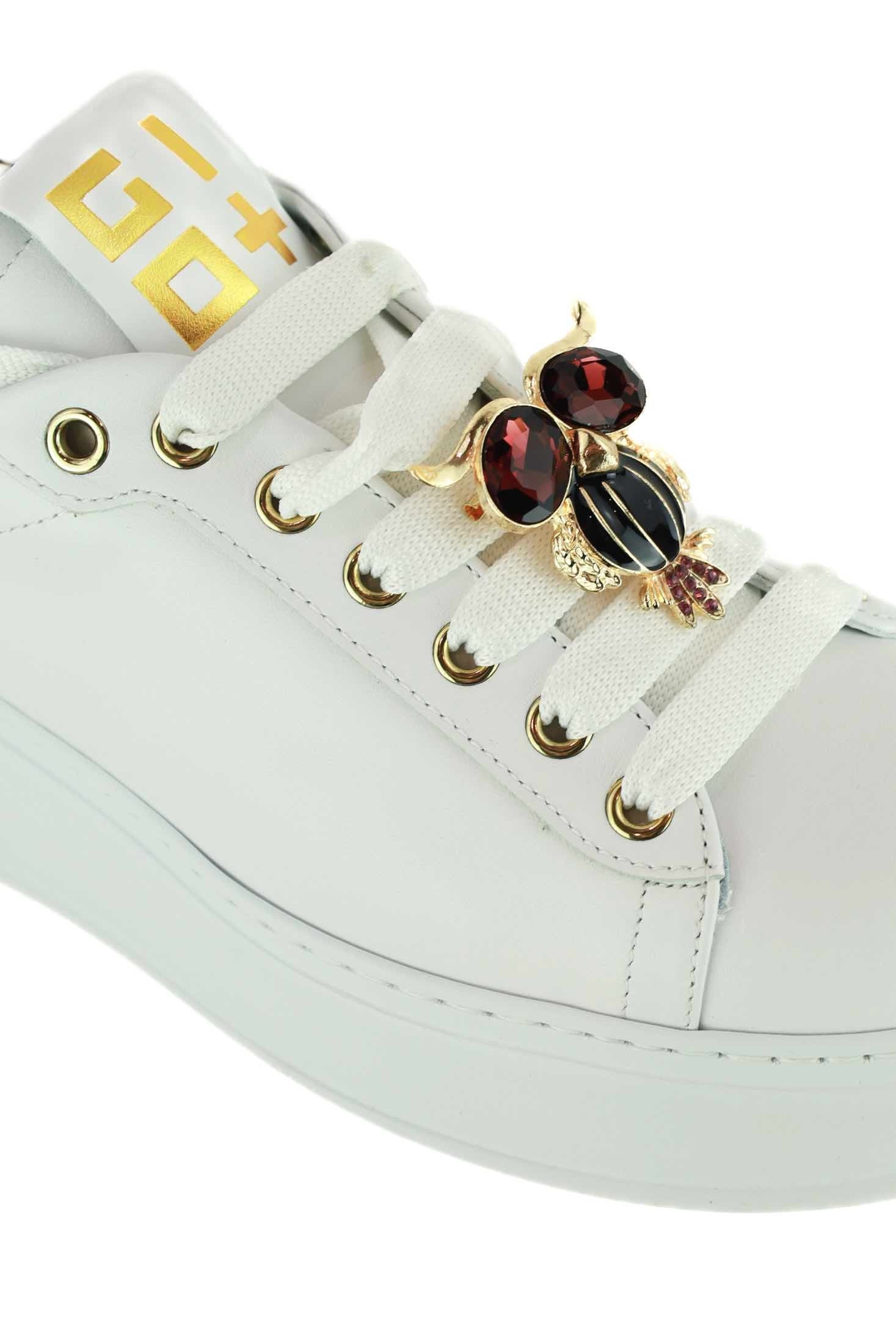 Gio sneakers donna in pelle con gioiello bianco