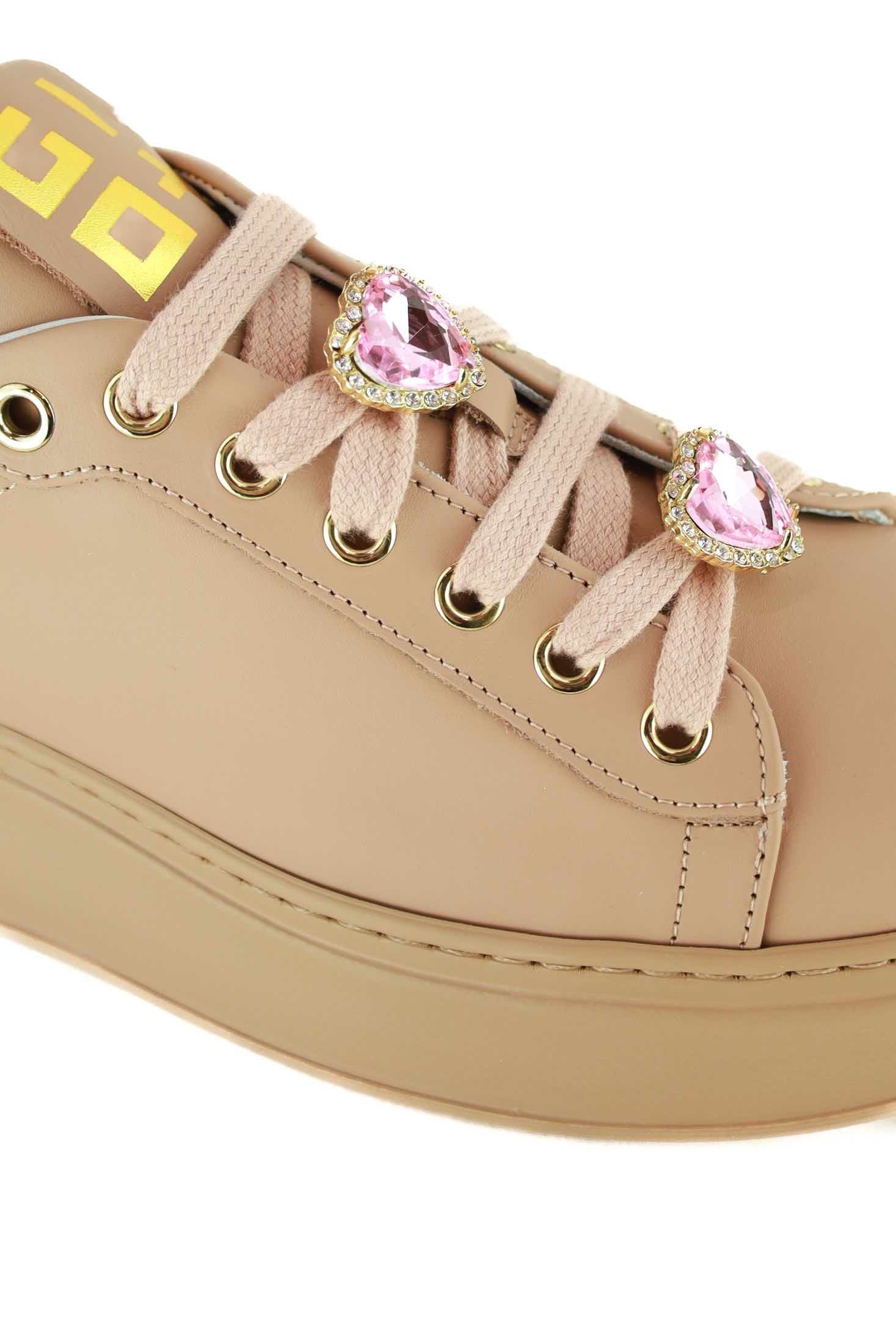 Gio sneakers donna in pelle con gioiello cammello