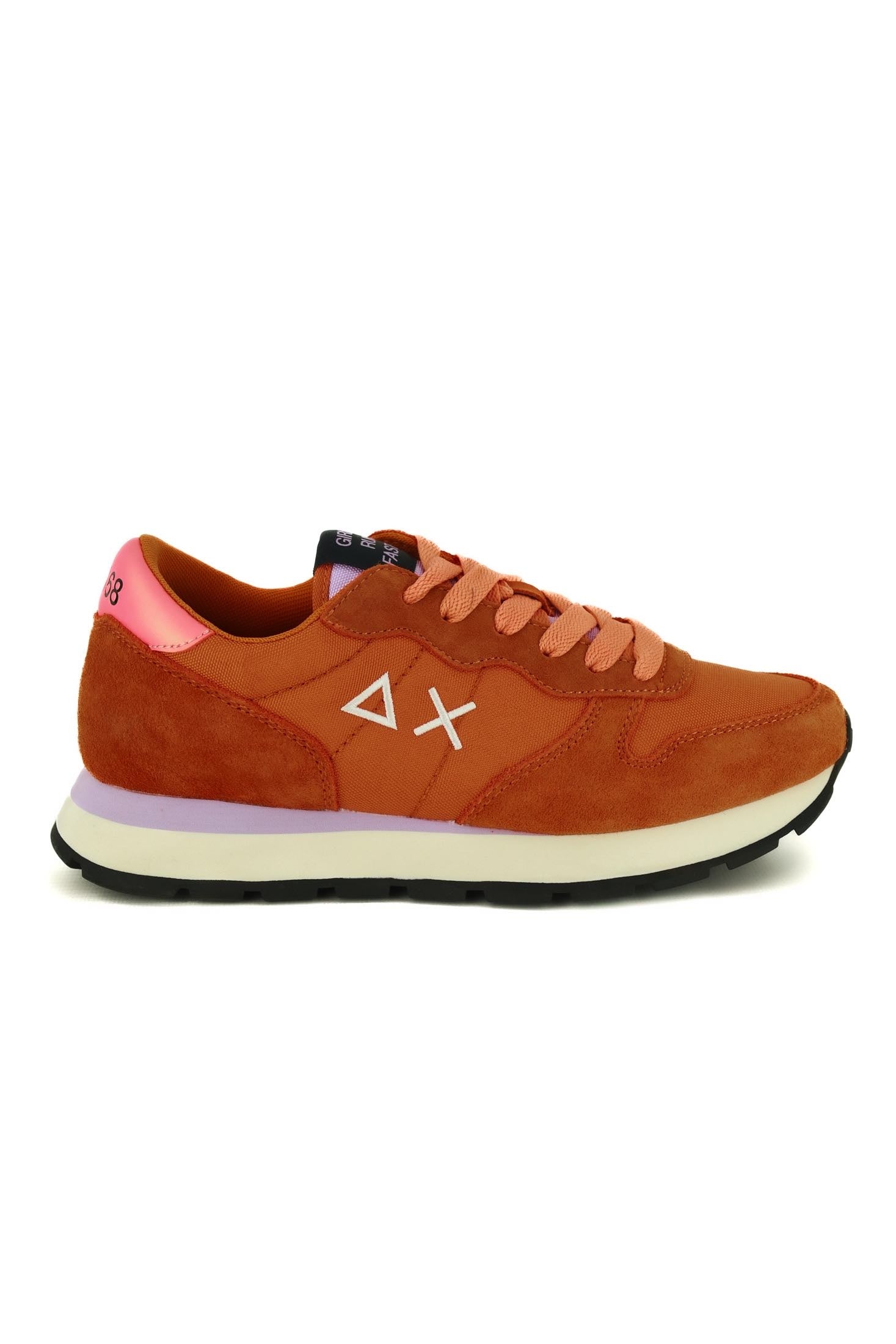 Sun68 Scarpe sneakers donna in pelle e tessuto arancio