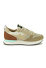 WOMEN'S SNEAKERS IN BEIGE LEATHER AND FABRIC