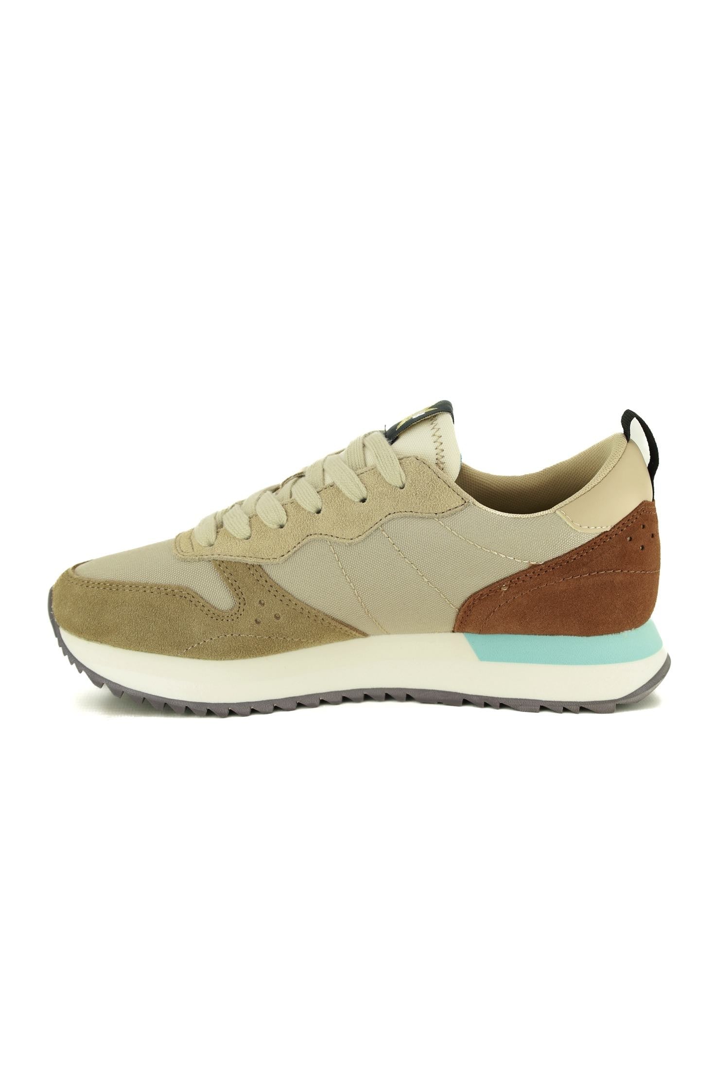 Sun68 Scarpe sneakers donna in pelle e tessuto beige