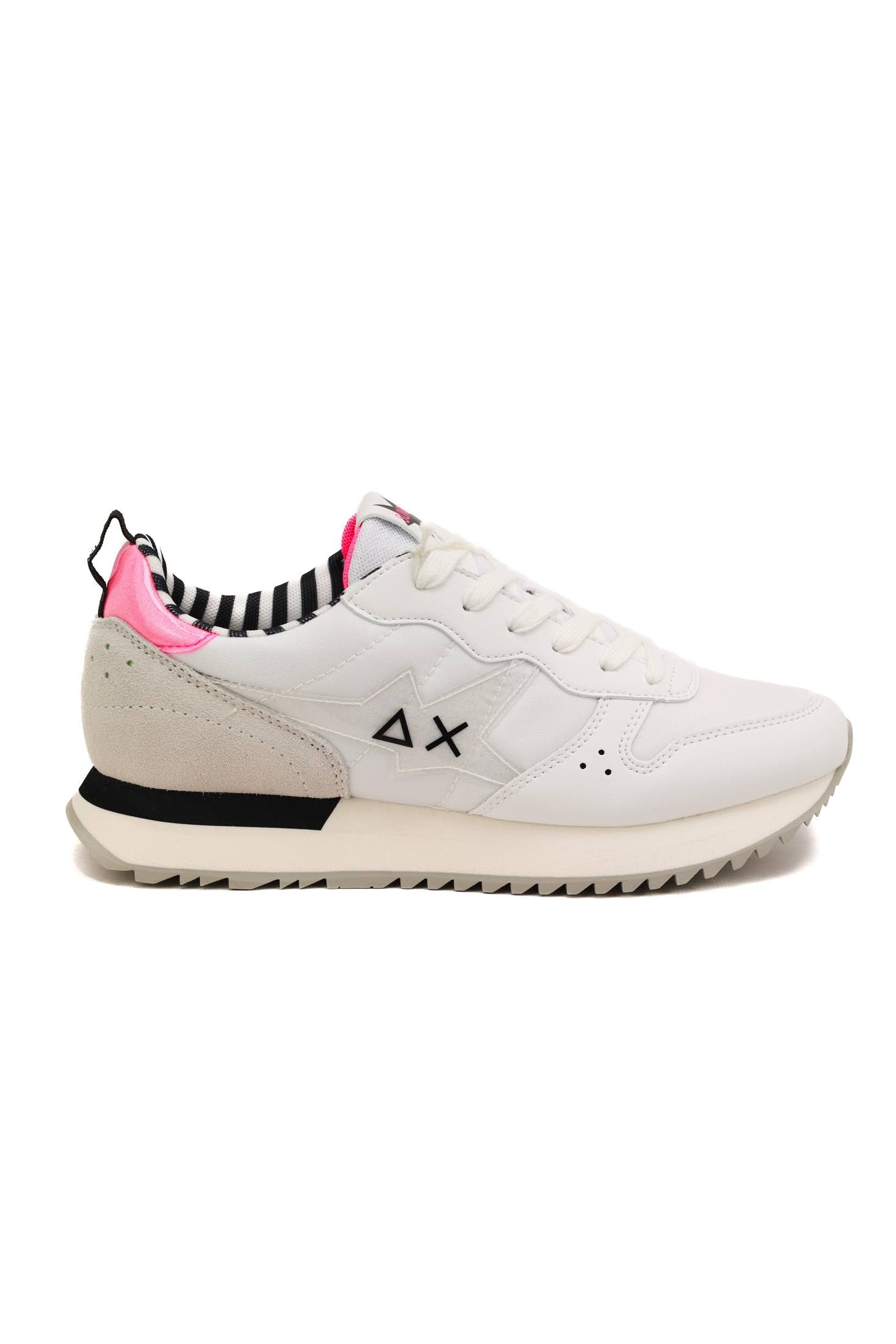 Sun68 Scarpe sneakers donna in pelle e tessuto bianco