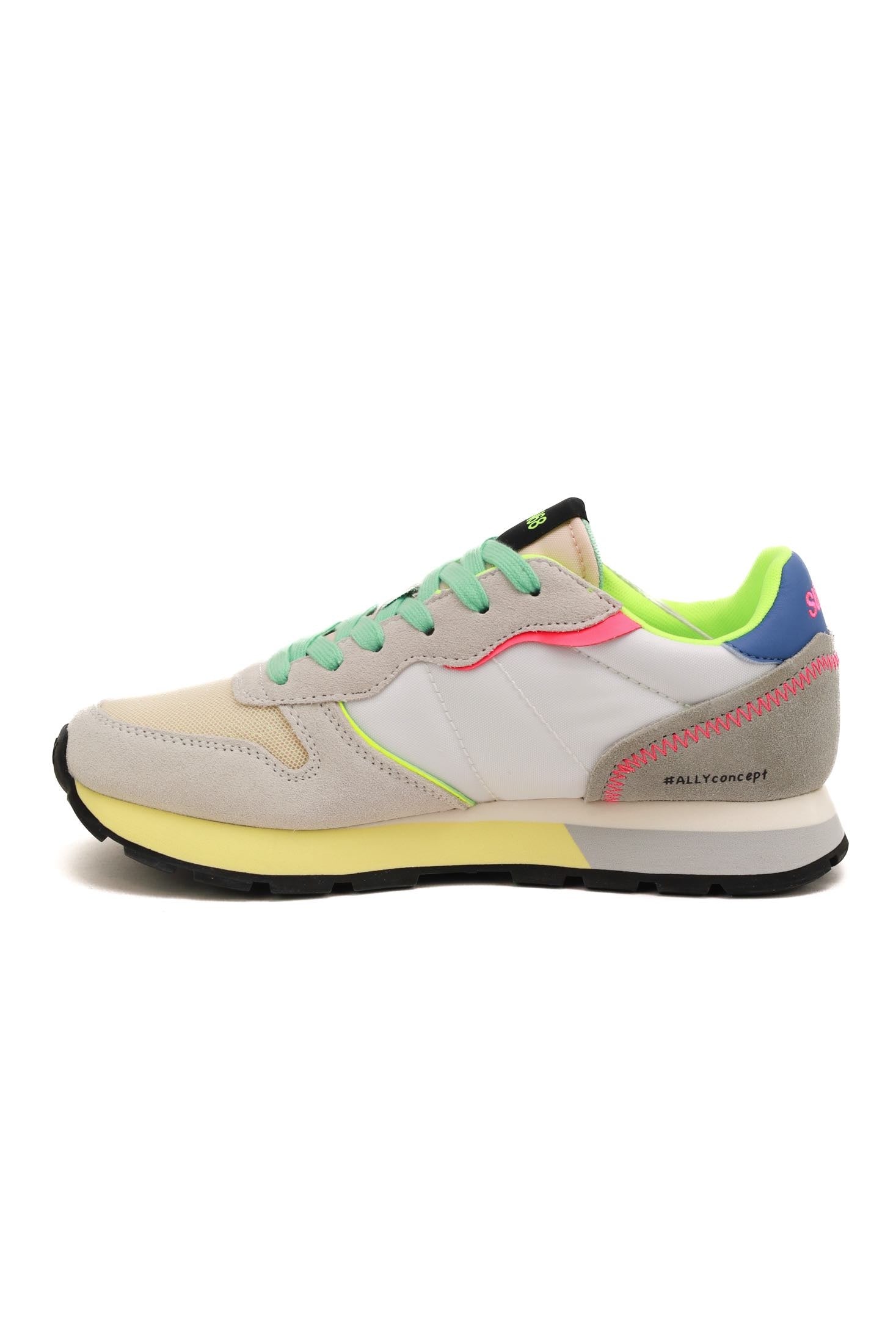 Sun68 Scarpe sneakers donna in pelle e tessuto bianco