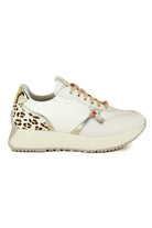 Gio sneakers donna in pelle e tessuto con gioiello bianco