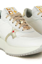 Gio sneakers donna in pelle e tessuto con gioiello bianco