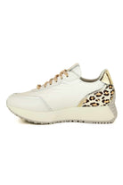 Gio sneakers donna in pelle e tessuto con gioiello bianco