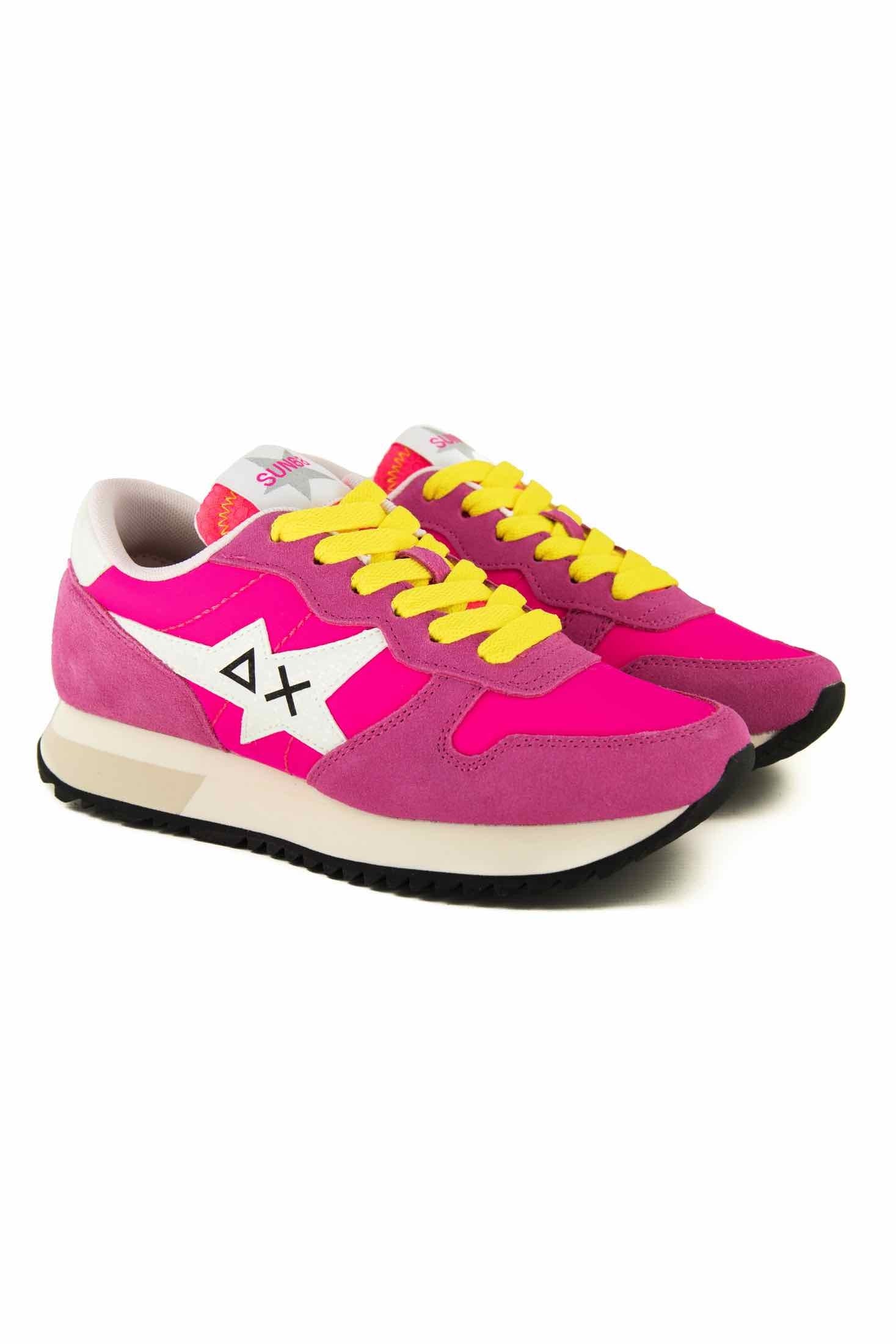 Sun68 Scarpe sneakers donna in pelle e tessuto fuxia