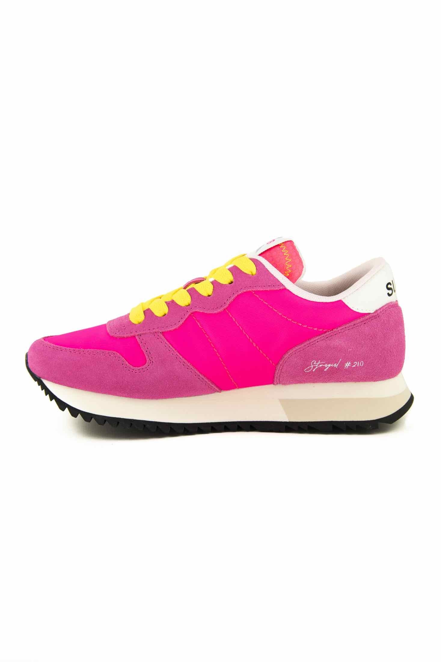 Sun68 Scarpe sneakers donna in pelle e tessuto fuxia