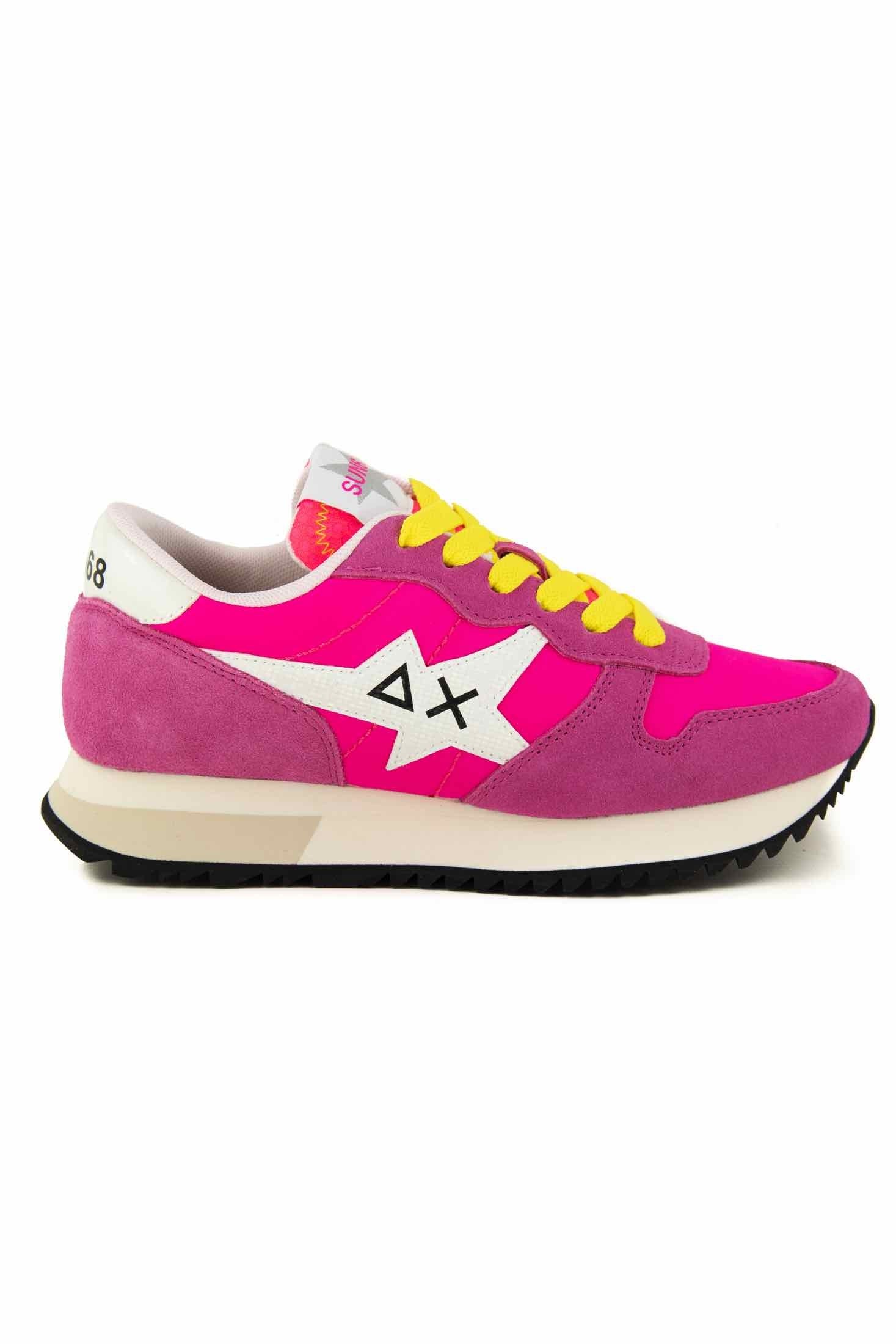 Sun68 Scarpe sneakers donna in pelle e tessuto fuxia