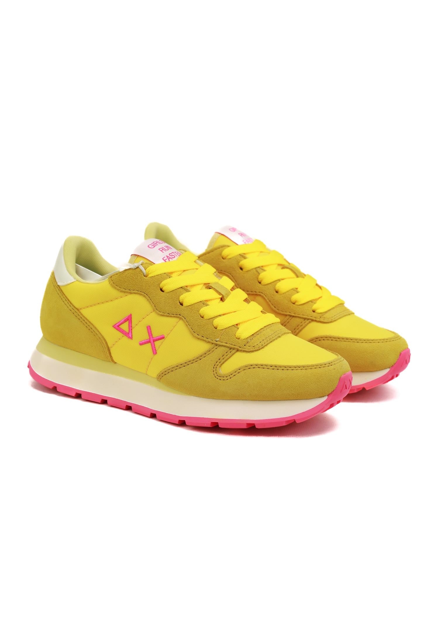 Sun68 Scarpe sneakers donna in pelle e tessuto giallo