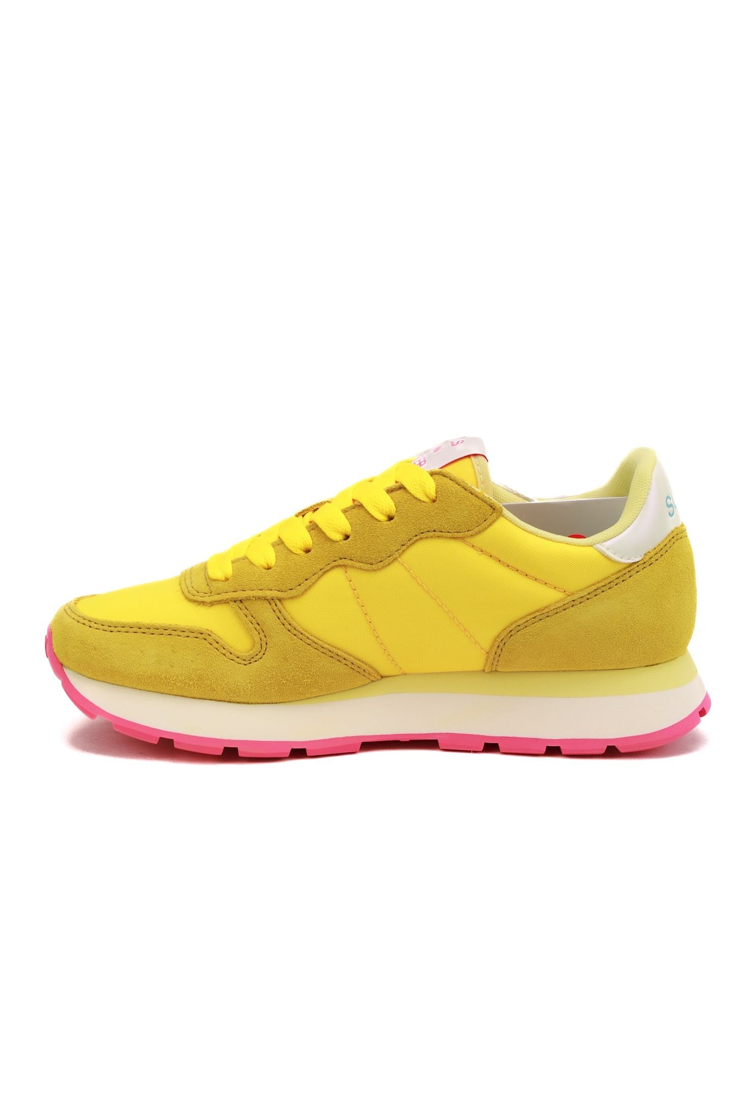 Sun68 Scarpe sneakers donna in pelle e tessuto giallo