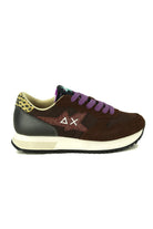 Sun68 Scarpe sneakers donna in pelle e tessuto marrone