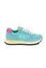 WOMEN'S SNEAKERS IN LEATHER AND TURQUOISE FABRIC