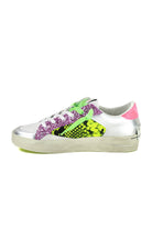 Crime sneakers donna in pelle inserti stampa pitone bianco