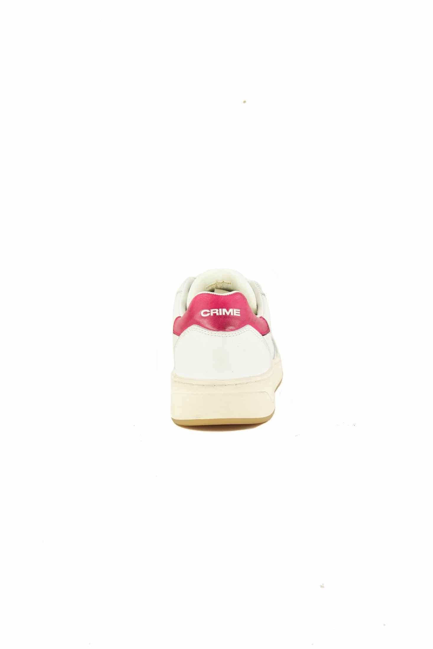 Crime sneakers donna in pelle stile basket bianco