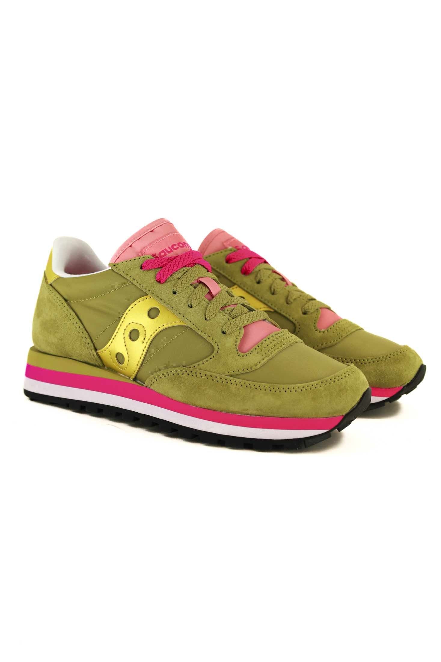 Saucony sneakers donna jazz triple in pelle e nylon verde