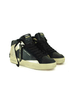 Crime sneakers donna mid in nappa e pelle laminata nero