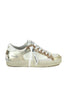 WOMEN'S SNEAKERS LEATHER LAMINATED AND GLITTER DETAILS WHITE