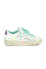 WOMEN'S SNEAKERS LEATHER LAMINATED AND GLITTER DETAILS WHITE