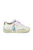 WOMEN'S SNEAKERS LEATHER LAMINATED AND GLITTER DETAILS WHITE