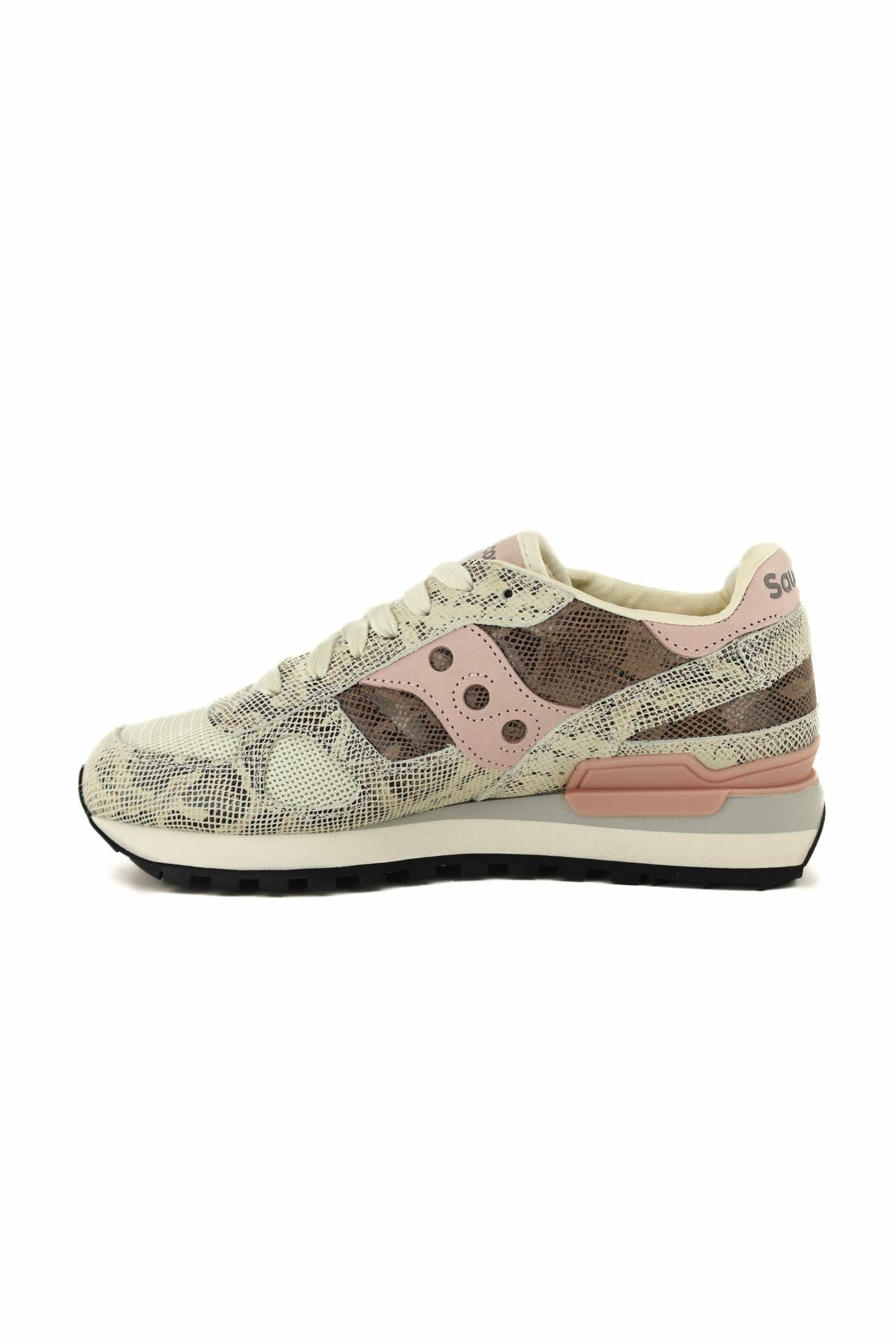 Saucony sneakers donna shadow in pelle stampa rettile beige