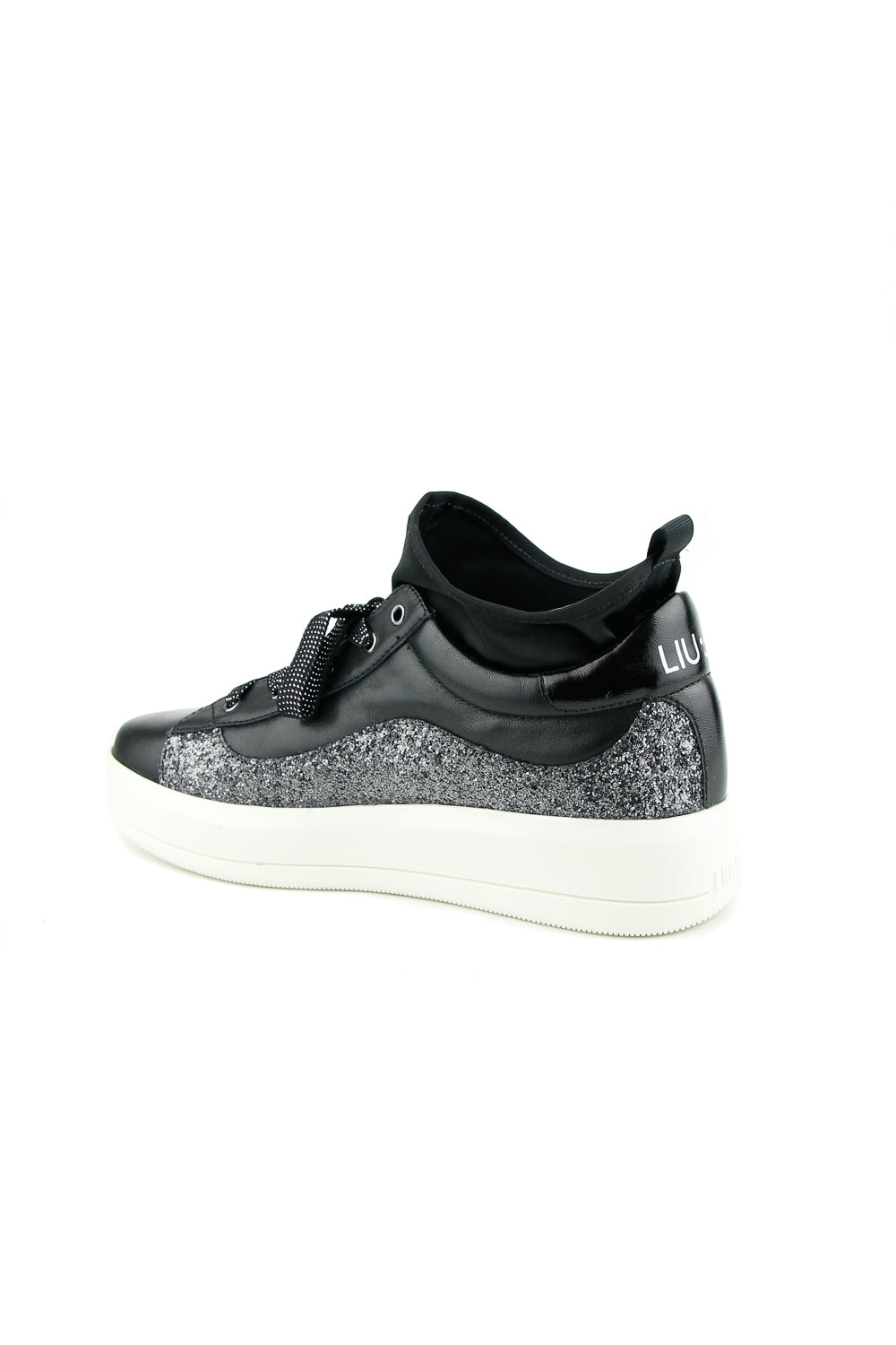 Liu Jo Scarpe sneakers in pelle con calza e glitter nero