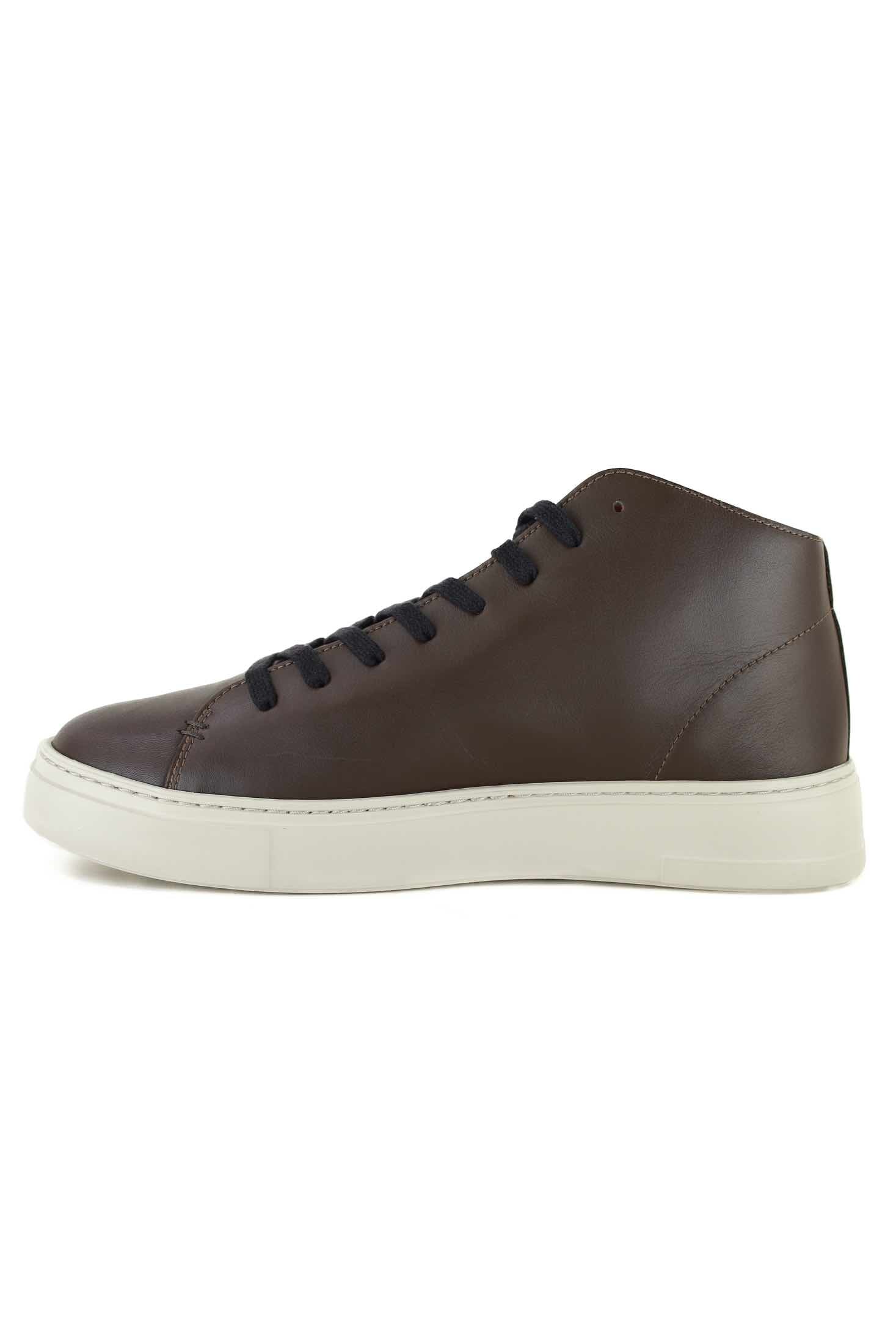 Crime sneakers uomo alte in pelle marrone